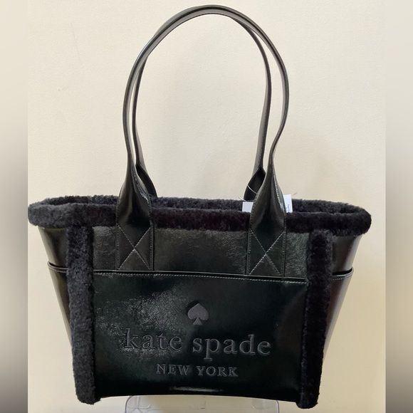 Kate Spade Jett Black Faux Shearling Tote - Picture 1 of 8